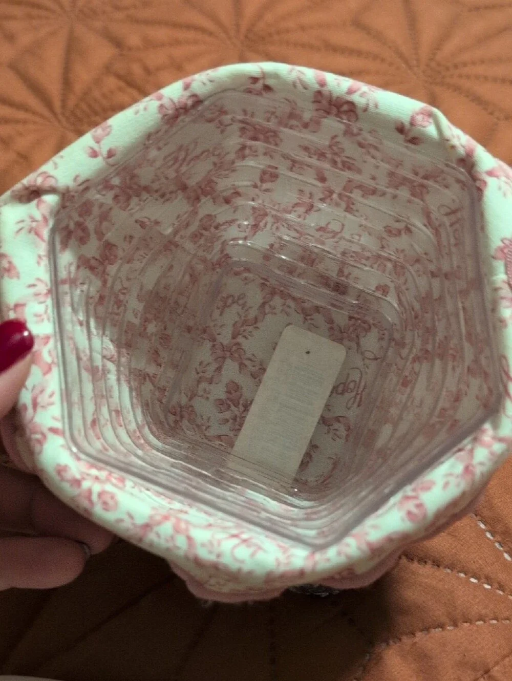 Longaberger Breast Cancer/American Canc Pink Floral Trim Woven Basket with Charm